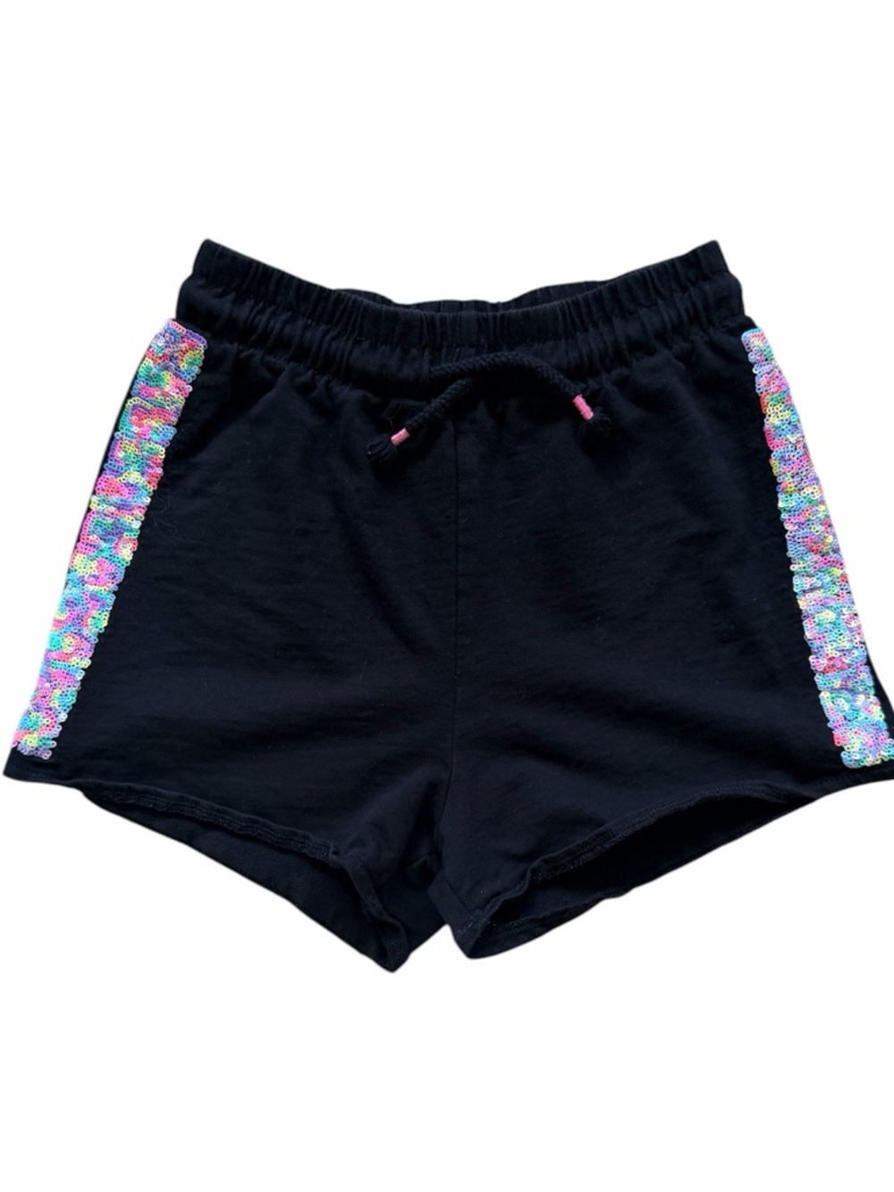H&M Black Cotton Shorts with Colorful Sequin Side Stripes